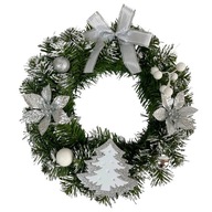 VIANOČNÝ VENIEC SO STRIEBORNÝMI OZDOBAMI TVORBA NA ZAVESENIE 30 cm VIANOČNÝ VENIEC SO STRIEBORNÝMI OZDOBAMI TVORBA NA ZAVESENIE 30 cm