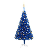 Umelý vianočný stromček s LED a čačky, modrý, 150