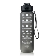 Čierna - 1L 2-litrová fľaša na vodu Motivational Co