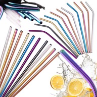 20x slamka, kovové TRUBKY na nápoje, DÚHOVÝ farebný bubble tea 20x slamka, kovové TRUBKY na nápoje, DÚHOVÝ farebný bubble tea