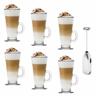 Sada 6 ks pohárov Caffee Latte Tadar + elektrický napeňovač