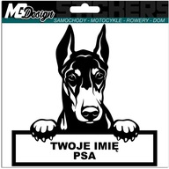 Nálepka na auto DOBERMAN PES + MENO Nálepka na auto DOBERMAN PES + MENO