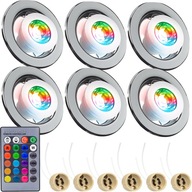 6x KÚPEĽŇOVÁ RGB LED ŽIAROVKA KRUHÁ STRIEBORNÁ RGB DO PODHĽADU STRECHY 6x KÚPEĽŇOVÁ RGB LED ŽIAROVKA KRUHÁ STRIEBORNÁ RGB DO PODHĽADU STRECHY