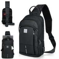 Malý pánsky batoh na jedno rameno Crossbody taška Waterproof Black USB Malý pánsky batoh na jedno rameno Crossbody taška Waterproof Black USB