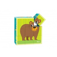 Sada 9 kociek so zvieratkami Drevené 3D vzory puzzle Sada 9 kociek so zvieratkami Drevené 3D vzory puzzle