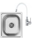 Mini oceľový drez 38x33 hladká flexibilná batéria Mini oceľový drez 38x33 hladká flexibilná batéria