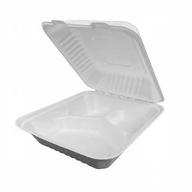 Trojdielny menu box z cukrovej trstiny, BEZ PLASTU! 23/23cm 50ks. Trojdielny menu box z cukrovej trstiny, BEZ PLASTU! 23/23cm 50ks.