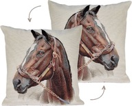 GOBELÍN POVLÁDKA NA VANKÚŠ BAY HORSE 45X45, TKANÁ DEKORATÍVNA GOBELÍN POVLÁDKA NA VANKÚŠ BAY HORSE 45X45, TKANÁ DEKORATÍVNA