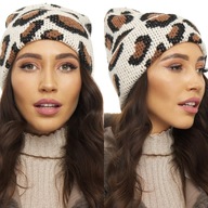 ČIAPKA ČIAPKA, hrubý úplet, leopardí vzor, svetlo béžová ČIAPKA ČIAPKA, hrubý úplet, leopardí vzor, svetlo béžová