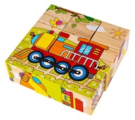 Náučné bloky pre deti, drevené puzzle 6v1
