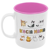 Mačka hrnček s Mačka, mama mačka, vnútri ružový Mačka hrnček s Mačka, mama mačka, vnútri ružový