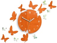 BUTTERFLY 14 Oranžové zrkadlové nástenné hodiny BUTTERFLY 14 Oranžové zrkadlové nástenné hodiny