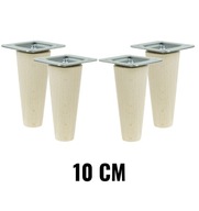 4 x surové bukové nohy, 10 cm kužeľ, s plechmi 4 x surové bukové nohy, 10 cm kužeľ, s plechmi