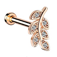 Labret s krištáľovým listom 1,2/6 ružového zlata Labret s krištáľovým listom 1,2/6 ružového zlata