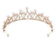 DIADEM TIARA SVADOBNÁ KORUNA ZLATÁ SVADBA S PERLAMI DIADEM TIARA SVADOBNÁ KORUNA ZLATÁ SVADBA S PERLAMI