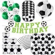 Balóny, taniere, poháre, obrúsky, narodeniny, futbal s futbalovou loptou