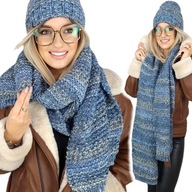 WARM Set HAT + WOOL SCARF dámsky hrubý zimný šál POLISH