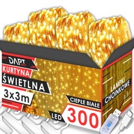 LED SVETELNÁ ZÁPONA 3x3 svetiel x 300 Vianočný stromček girlanda na okno LED SVETELNÁ ZÁPONA 3x3 svetiel x 300 Vianočný stromček girlanda na okno