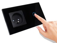 Jeden sklenený LED panel prepínač + zásuvka