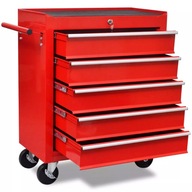 Náradie/dielenský vozík s 5 zásuvkami, červený