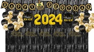 Sada silvestrovských dekorácií s číslami balónov na závesy 2024 Sada silvestrovských dekorácií s číslami balónov na závesy 2024