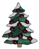 Vianočný stromček a červené vitráže na zavesenie