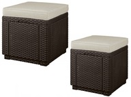 2x sedák Keter Cube hnedý s vankúšom, odkladacia funkcia, pohodlný, odolný