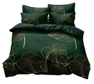Posteľná súprava 140x200 2 kusy. Prikrývka na vankúš Green Gold Leaves Posteľná súprava 140x200 2 kusy. Prikrývka na vankúš Green Gold Leaves