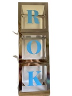 Strieborné balónové škatuľky, modrá roková dekorácia Strieborné balónové škatuľky, modrá roková dekorácia