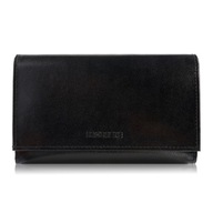 Dámska kožená peňaženka Veľké peňaženky Brodrene Black Women's Clutch