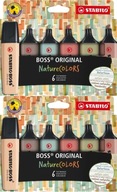 STABILO BOSS ORIGINAL NatureCOLORS ZVÝRAZŇOVAČ MIX 6 FARIEB SÚPRAVA POUZDRA x2