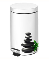 Bisk kúpeľňový kuchynský odpadkový kôš, 3l, biely, kov, kamienky, Zen Bisk kúpeľňový kuchynský odpadkový kôš, 3l, biely, kov, kamienky, Zen