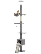 Stropné škrabadlo pre mačky Premium Light Grey Plyšový domček 228-273 cm