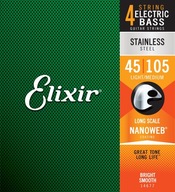 Elixir NanoWeb 4-strunové 45-105 ľahké/stredné struny Elixir NanoWeb 4-strunové 45-105 ľahké/stredné struny