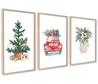 Sada vianočných plagátov Vianočný darček 40x50cm Červené auto Sada vianočných plagátov Vianočný darček 40x50cm Červené auto