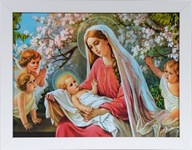 OBRAZ 35x45 MÁRIA A JEŽIŠSKO BIELY RÁM OBRAZ 35x45 MÁRIA A JEŽIŠSKO BIELY RÁM