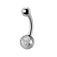 Titánový piercing do pupka, biely zirkón, 1,6/14 Titánový piercing do pupka, biely zirkón, 1,6/14
