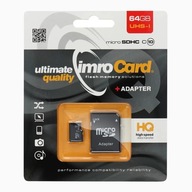 Pamäťová karta IMRO microSD 64 GB CLASS 10 UHS I 100 MB/s s adaptérom SD