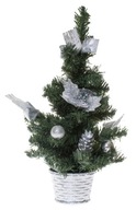 Ozdobený strieborný vianočný stromček 60 cm