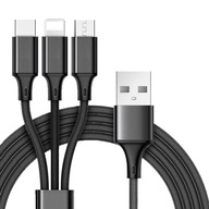 3v1 NYLONOVÝ KÁBEL PRE IPHONE / MICRO USB / TYP-C 3v1 NYLONOVÝ KÁBEL PRE IPHONE / MICRO USB / TYP-C