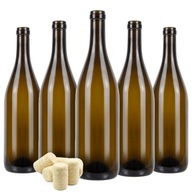 35x burgundské sklenené fľaše 0,75L na víno CORK