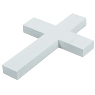 Biely drevený kríž na náhrobné kompozície, 40 cm