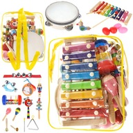 Drevené nástroje pre deti činely + taška