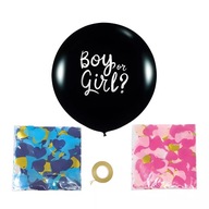 Latexový balónik Gender Reveal čierny chlapec alebo dievča VEĽKÝ 100 cm + konfety Latexový balónik Gender Reveal čierny chlapec alebo dievča VEĽKÝ 100 cm + konfety