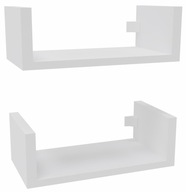 Nástenná závesná polica do obývačky, sada 2 ks políc na knihy 2x40cm, matná biela Nástenná závesná polica do obývačky, sada 2 ks políc na knihy 2x40cm, matná biela