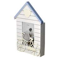 Drevená skrinka na kľúče biela na stenu na bicykel