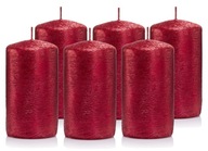 Sada 6 ks dekoračných sviečok, 10/6 cm, červený valec