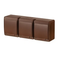 HERMES Trojzásuvka w/u IP44 hnedá 0323-06 HERMES Trojzásuvka w/u IP44 hnedá 0323-06