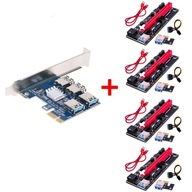 Adaptér PCI-E USB Riser SPLITTER + 4x RISER 009s