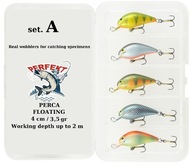 5 x BONITO PERCA WOBLER 4cm/3,5gr plávajúci + BOX A 5 x BONITO PERCA WOBLER 4cm/3,5gr plávajúci + BOX A